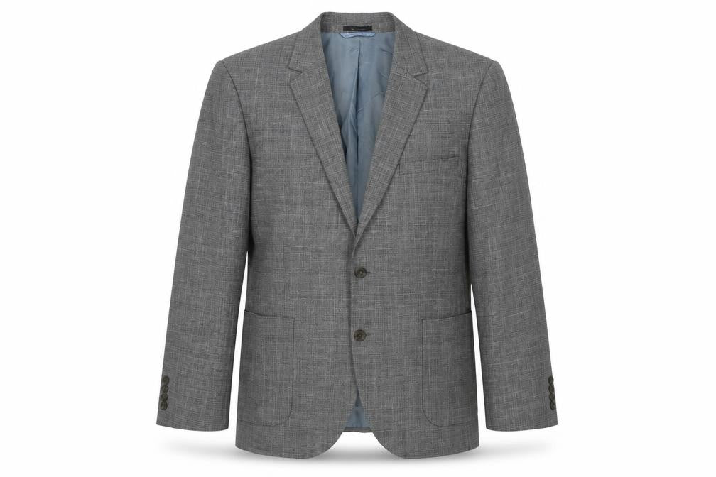 Marks and Spencer Mens Grey Plaid Polyester Jacket Suit Jacket Size 44 Regular