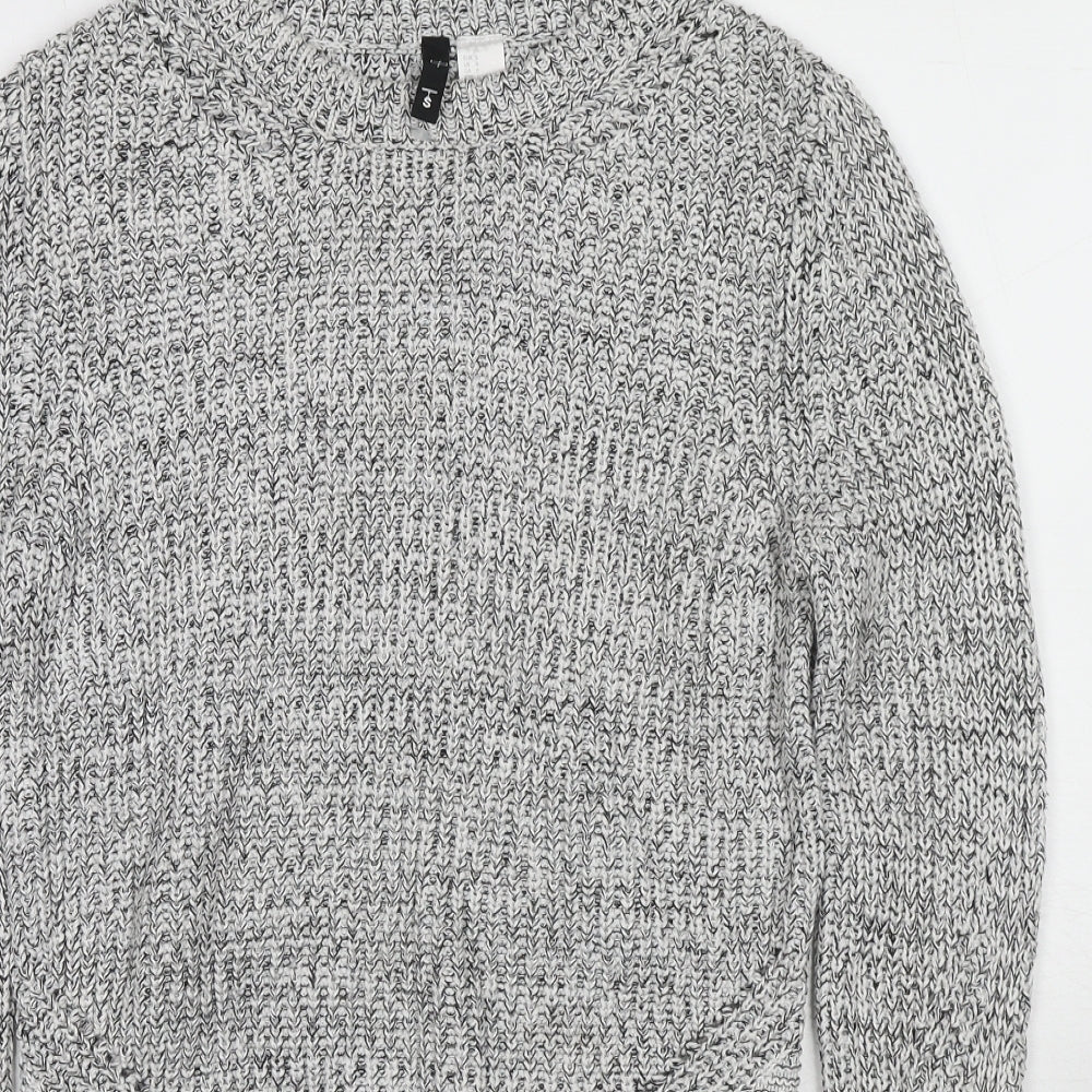 H&M Womens Grey Round Neck Acrylic Pullover Jumper Size S