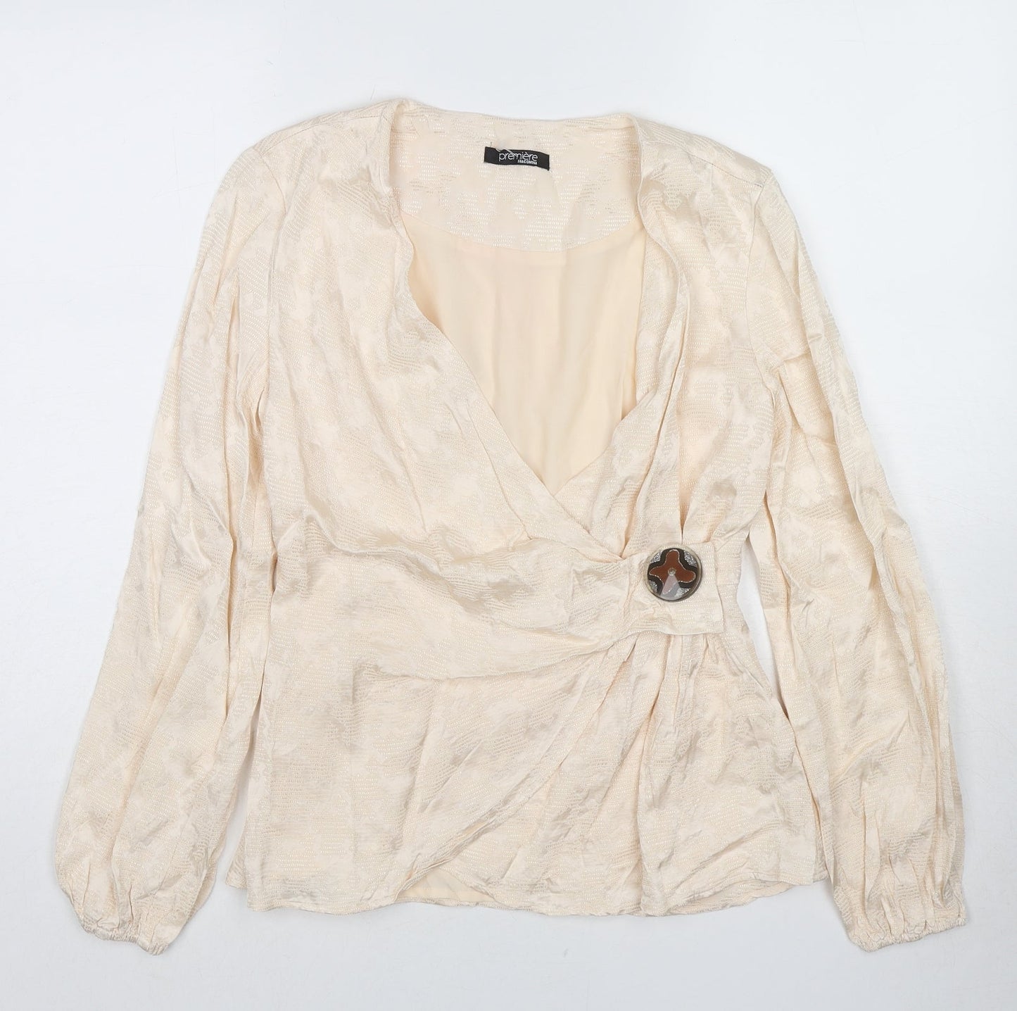 Fracomina Womens Ivory Viscose Basic Blouse Size S V-Neck