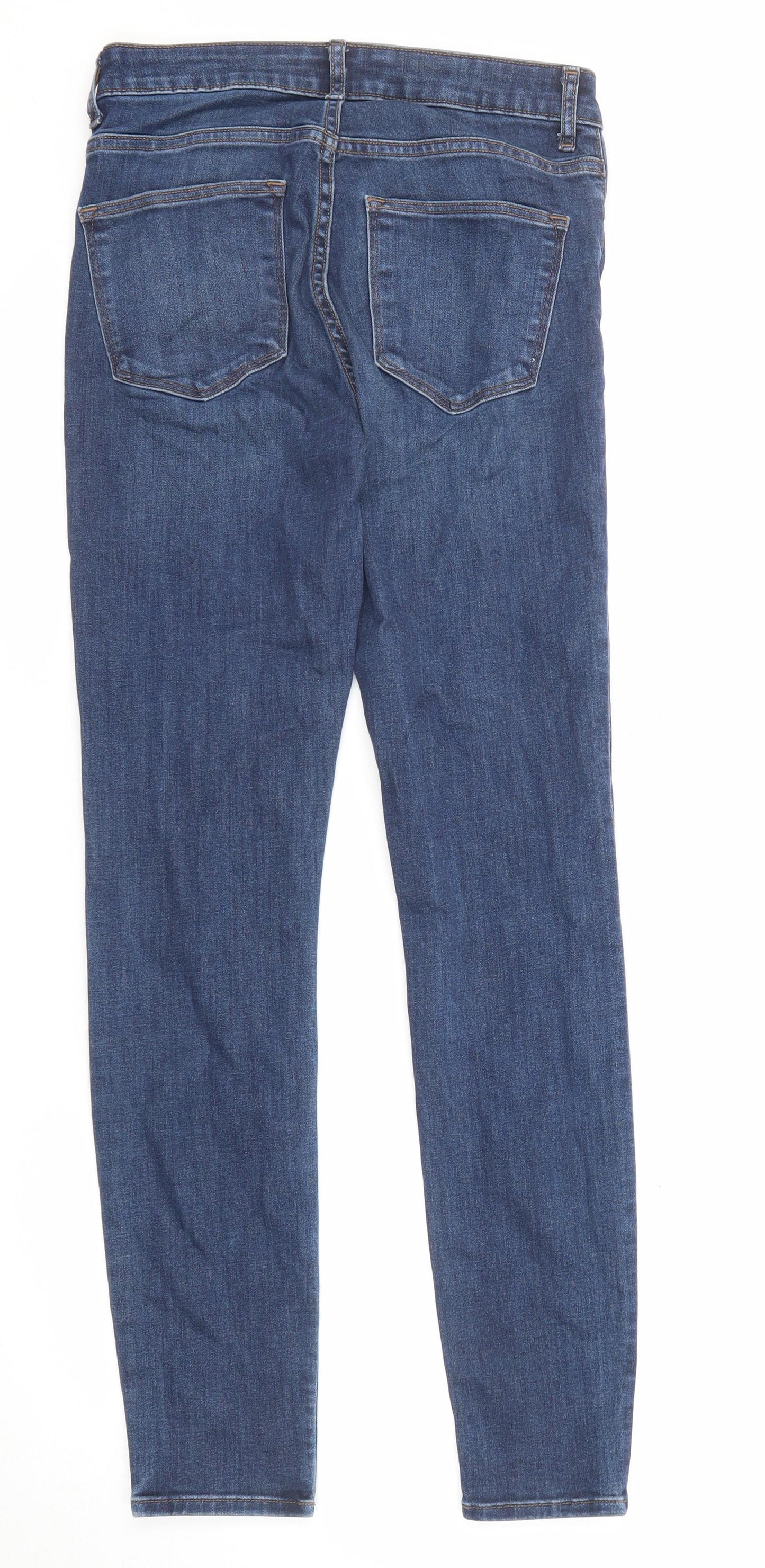 H&M Womens Blue Cotton Skinny Jeans Size 8 L28 in Regular Zip