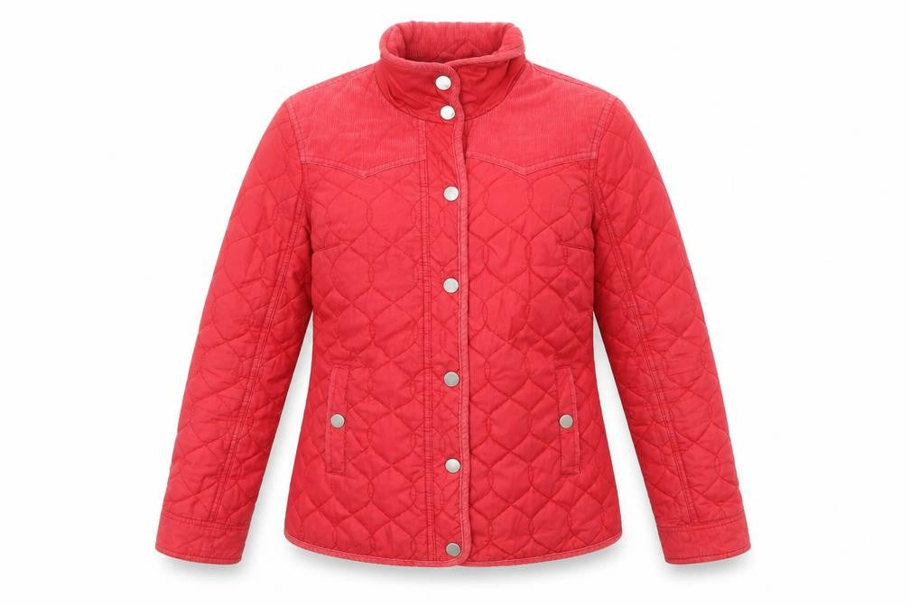 Next Womens Red Quilted Jacket Size 6 Snap