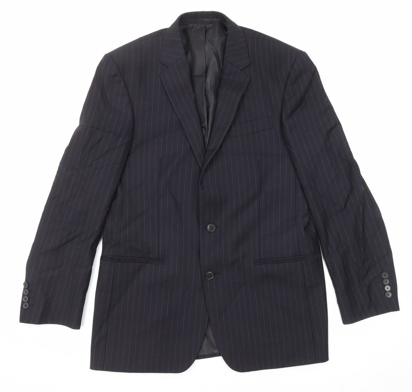 NEXT Mens Blue Striped Wool Jacket Suit Jacket Size 40 Regular