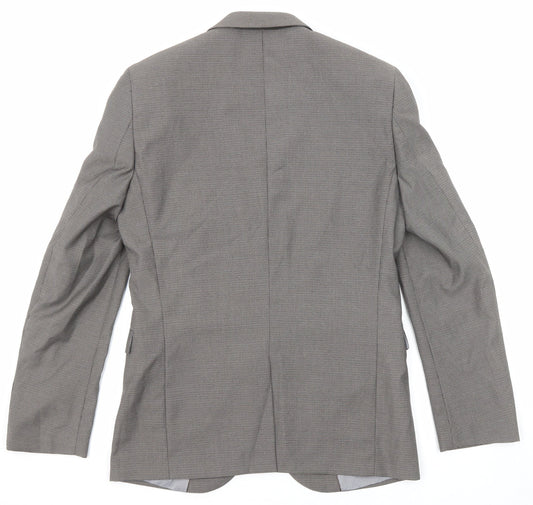 NEXT Mens Grey Geometric Polyester Jacket Blazer Size 38 Regular