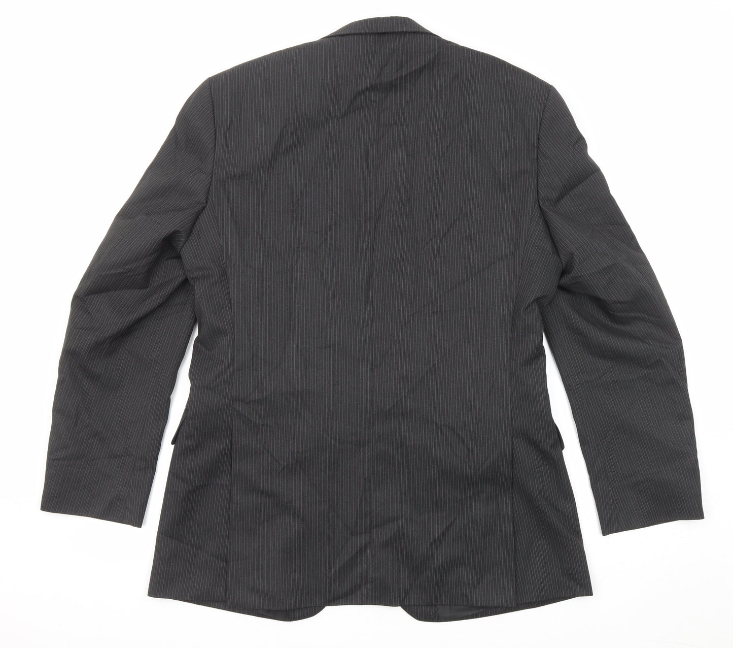 Burton Mens Black Striped Polyester Jacket Suit Jacket Size 40 Regular