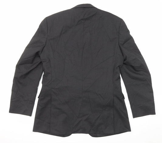 Burton Mens Black Striped Polyester Jacket Suit Jacket Size 40 Regular