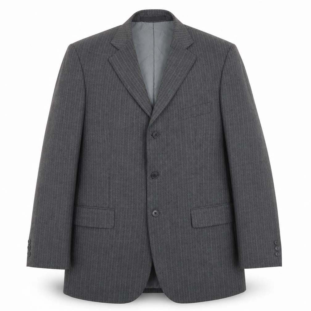 Marks and Spencer Mens Grey Striped Polyester Jacket Suit Jacket Size 40 Regular