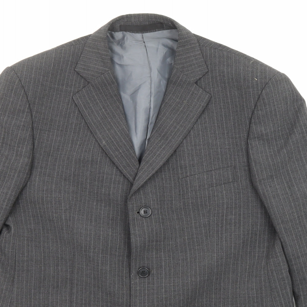 Marks and Spencer Mens Grey Striped Polyester Jacket Suit Jacket Size 40 Regular