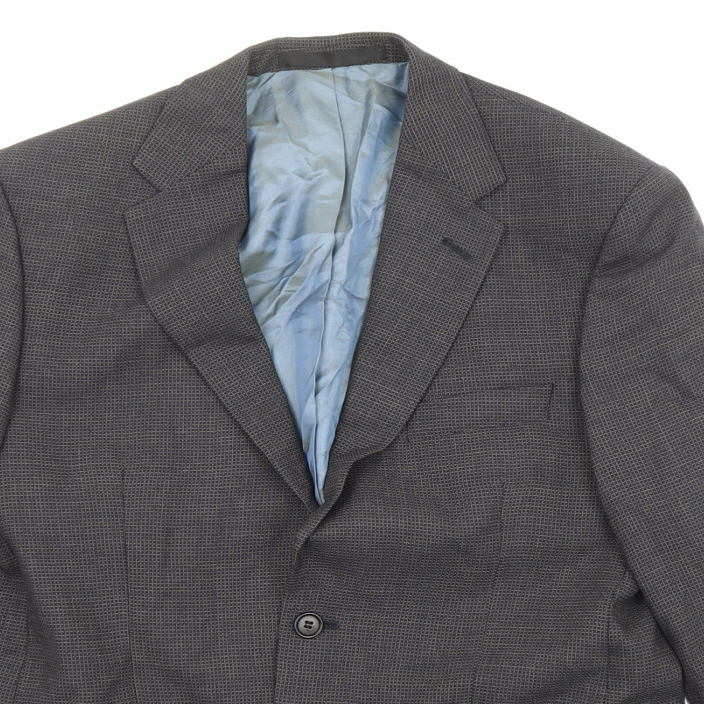 Marks and Spencer Mens Grey Geometric Wool Jacket Suit Jacket Size 40 Regular