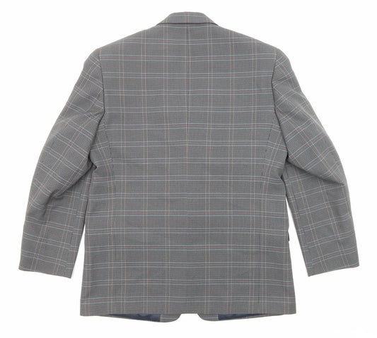 Berkertex Mens Grey Plaid Viscose Jacket Blazer Size 42 Regular