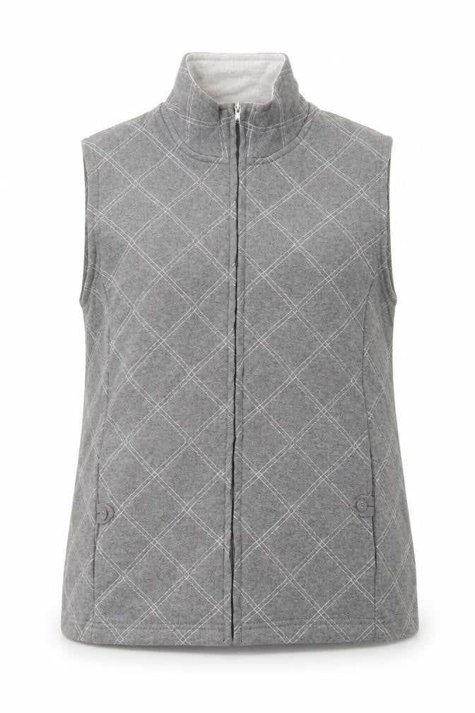 Dash Womens Grey Geometric Gilet Jacket Size 12 Zip