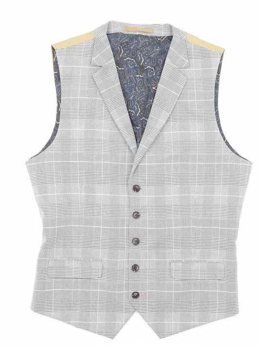 Burton Mens Multicoloured Plaid Polyester Jacket Suit Waistcoat Size 40 Regular