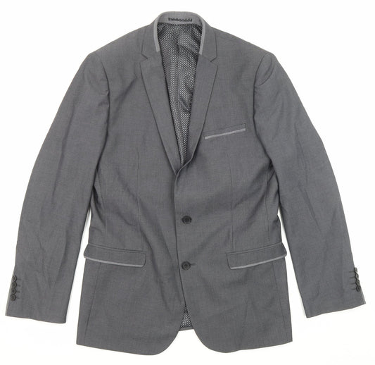 Slaters Mens Grey Polyester Jacket Suit Jacket Size 42 Regular