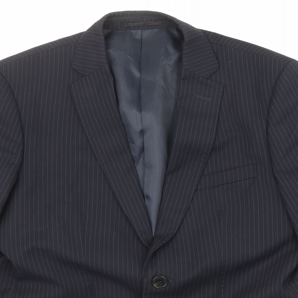 French Connection Mens Black Striped Polyester Jacket Suit Jacket Size 38 Regular