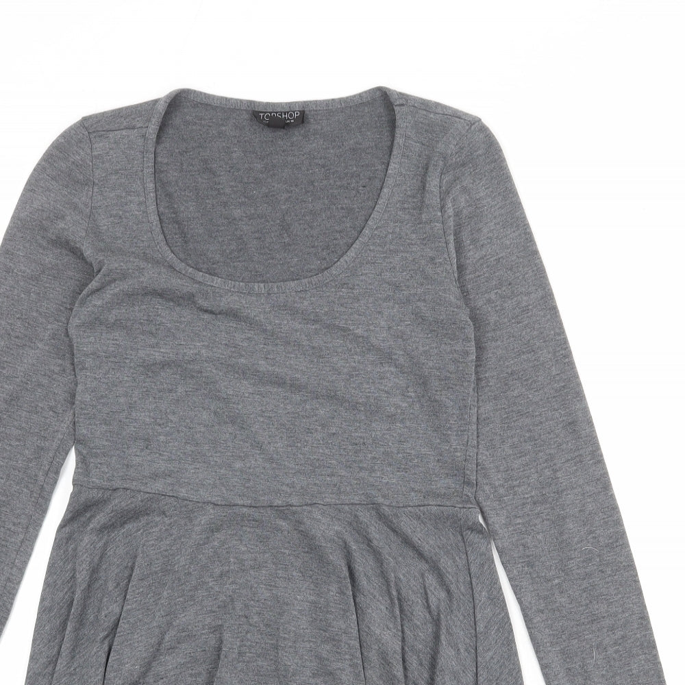 Topshop Womens Grey Polyester T-Shirt Dress Size 10 Round Neck Pullover