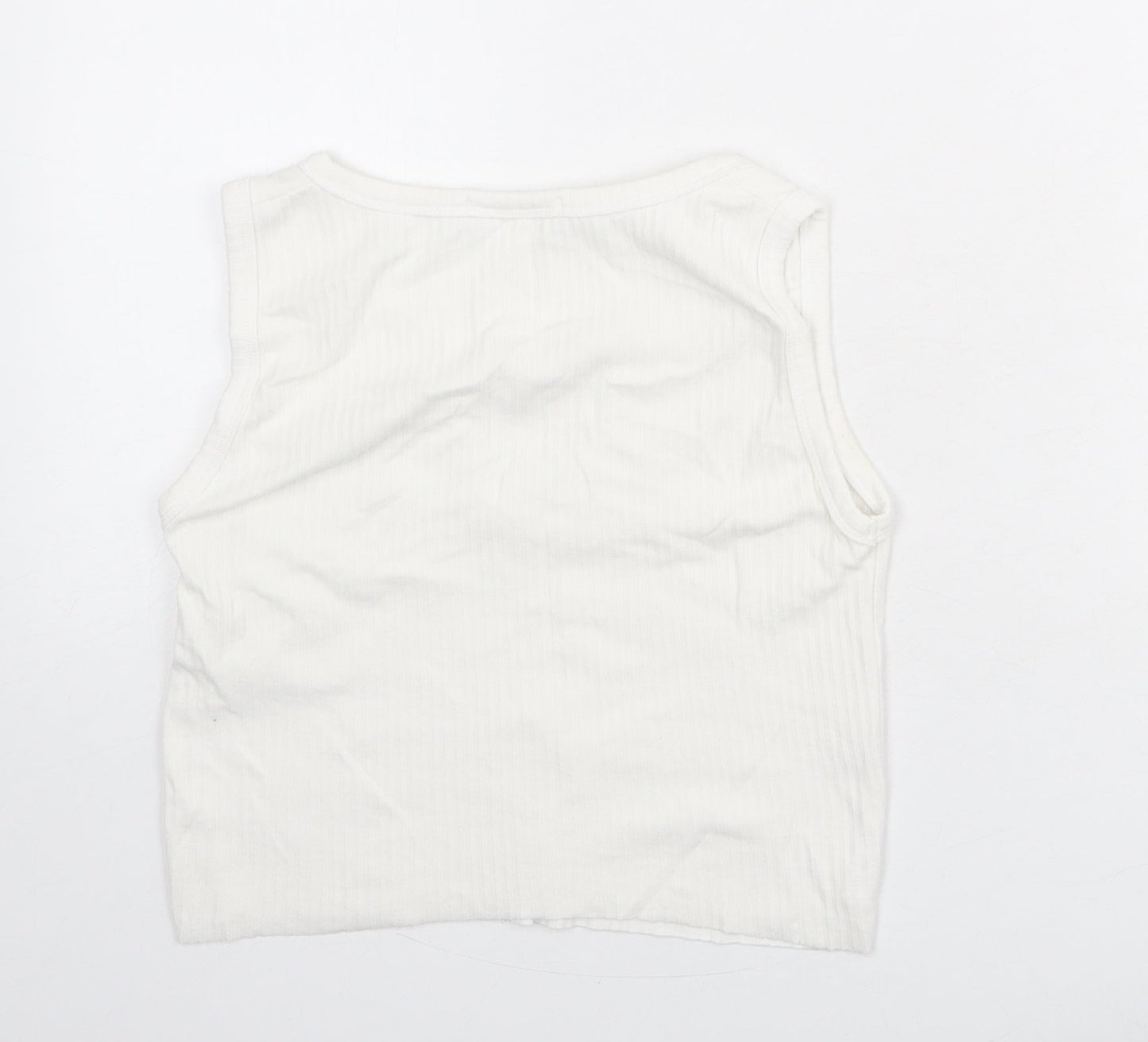 Missguided Womens White Polyester Cropped Tank Size 12 V-Neck