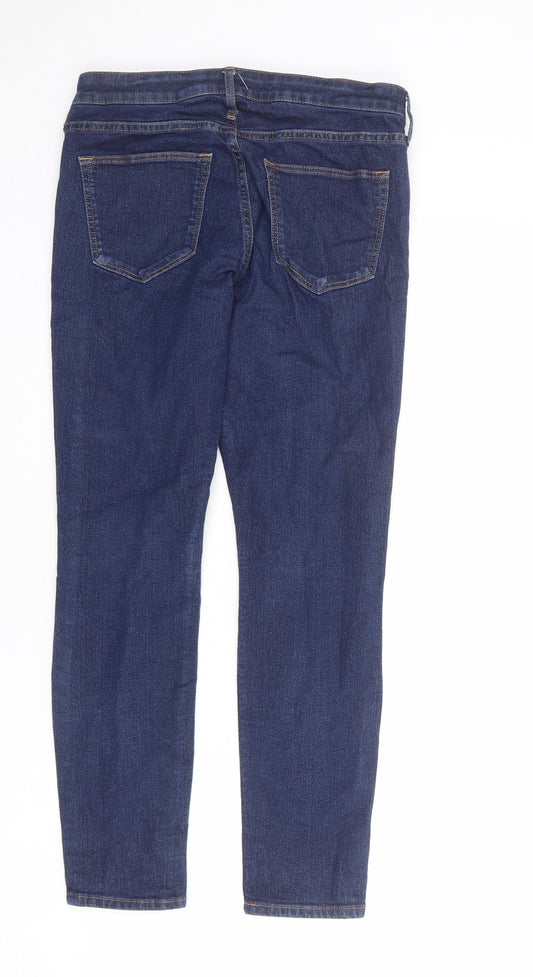 H&M Womens Blue Cotton Skinny Jeans Size 10 L25 in Regular Zip