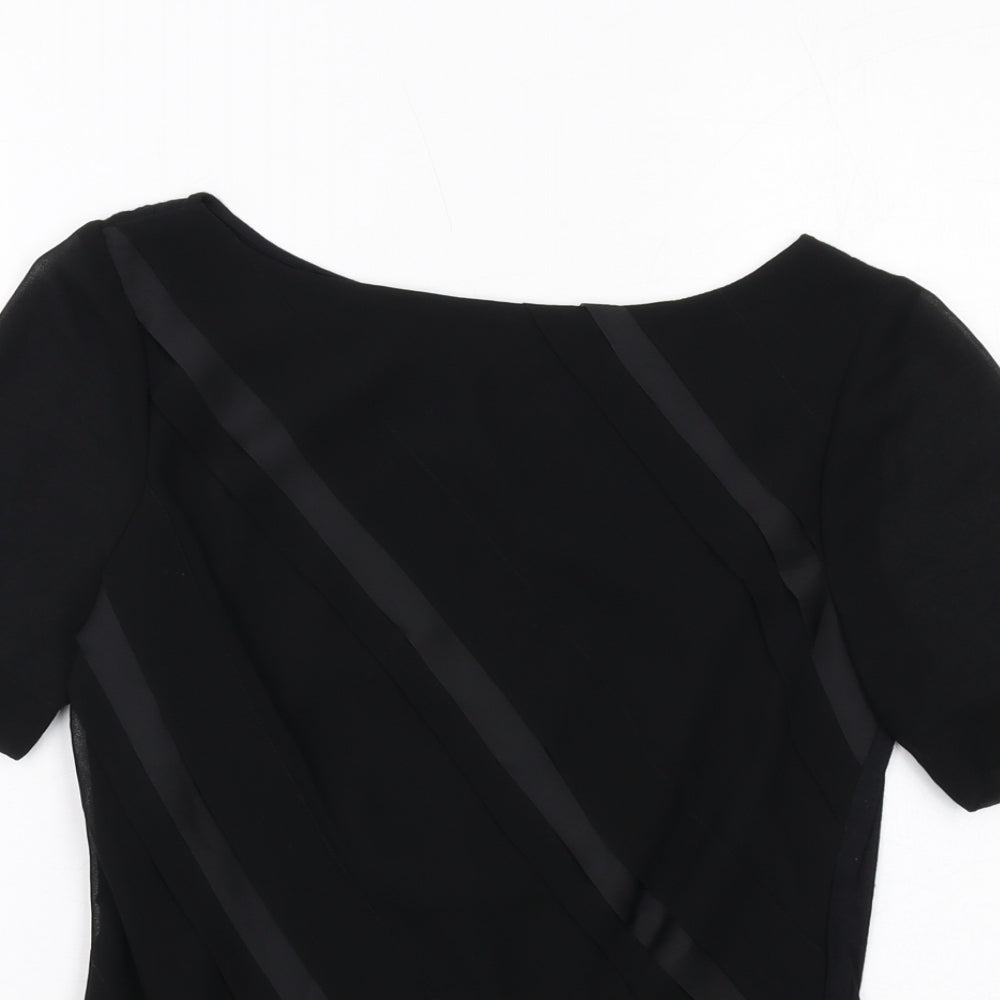 Coast Womens Black Polyester Basic T-Shirt Size 8 Round Neck