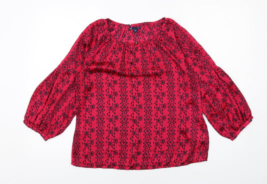 Gap Womens Pink Geometric Polyester Basic Blouse Size M Round Neck