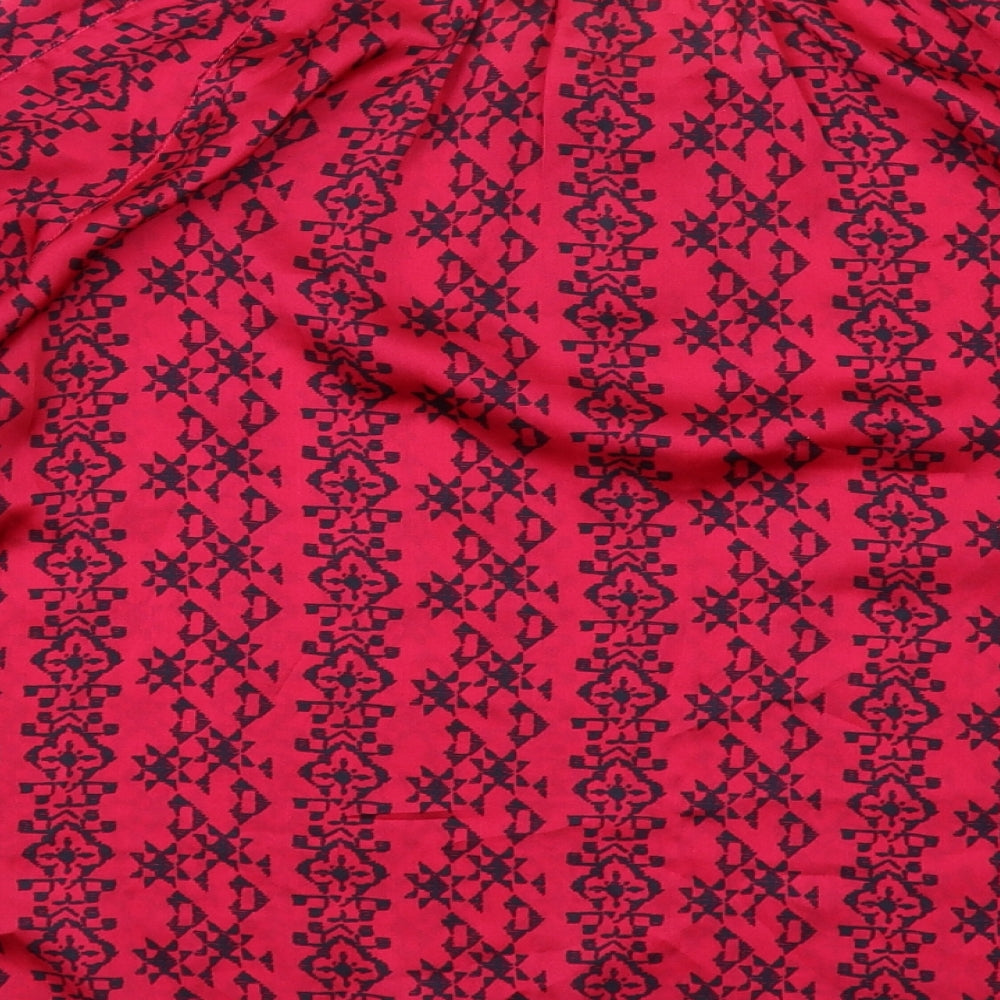 Gap Womens Pink Geometric Polyester Basic Blouse Size M Round Neck