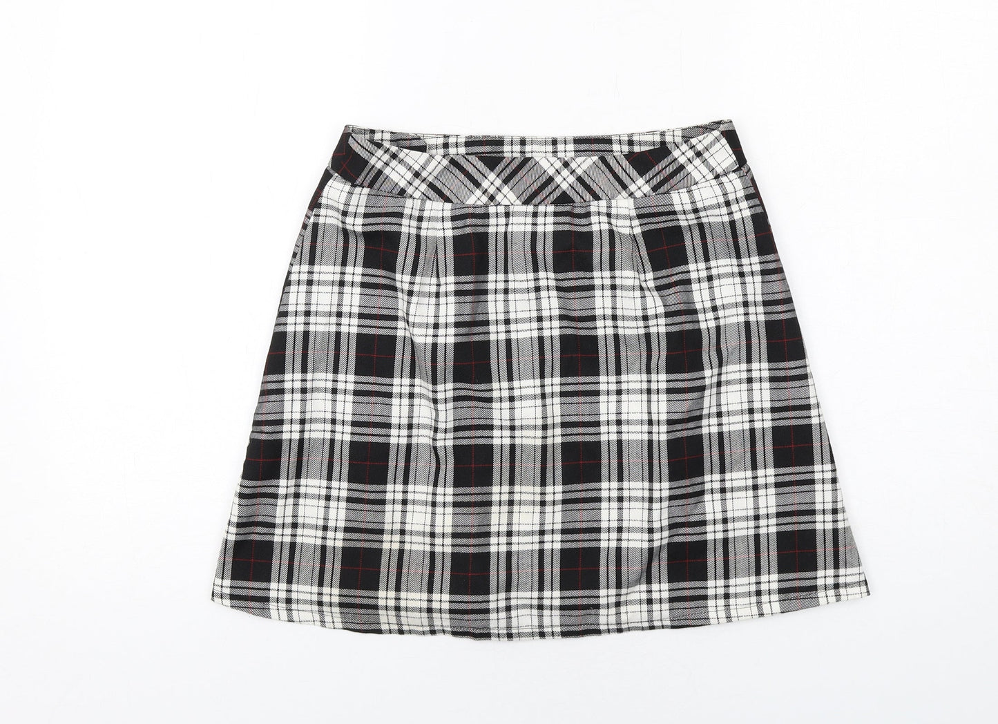 Cooperative Womens Black Plaid Viscose Mini Skirt Size S Button