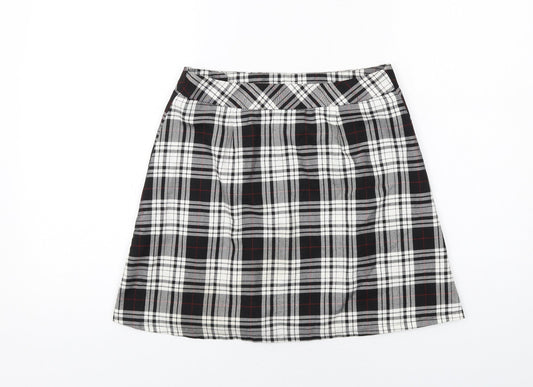Cooperative Womens Black Plaid Viscose Mini Skirt Size S Button