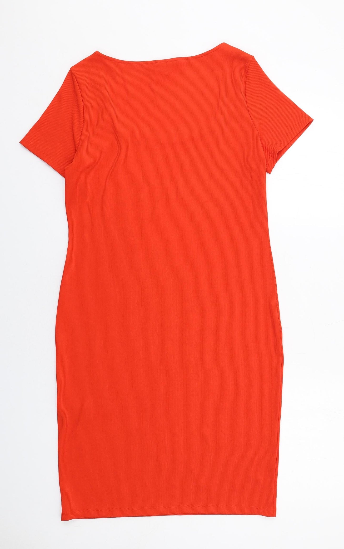 H&M Womens Red Polyester Shift Size L Round Neck Pullover
