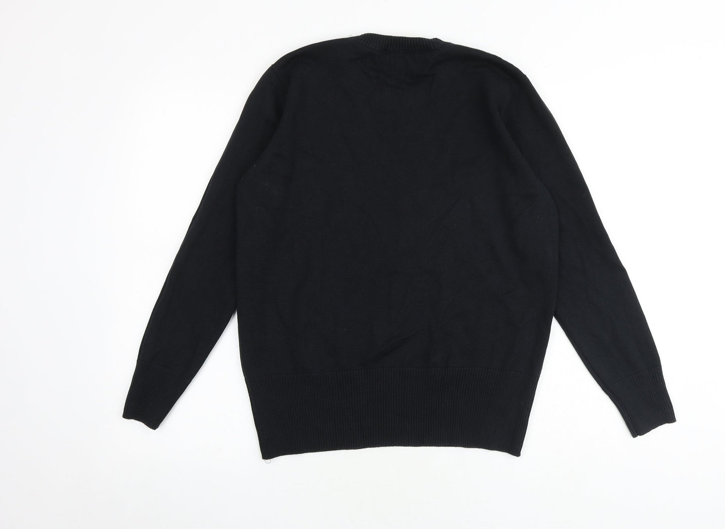 Mobaco Womens Black Round Neck 100% Cotton Pullover Jumper Size 4