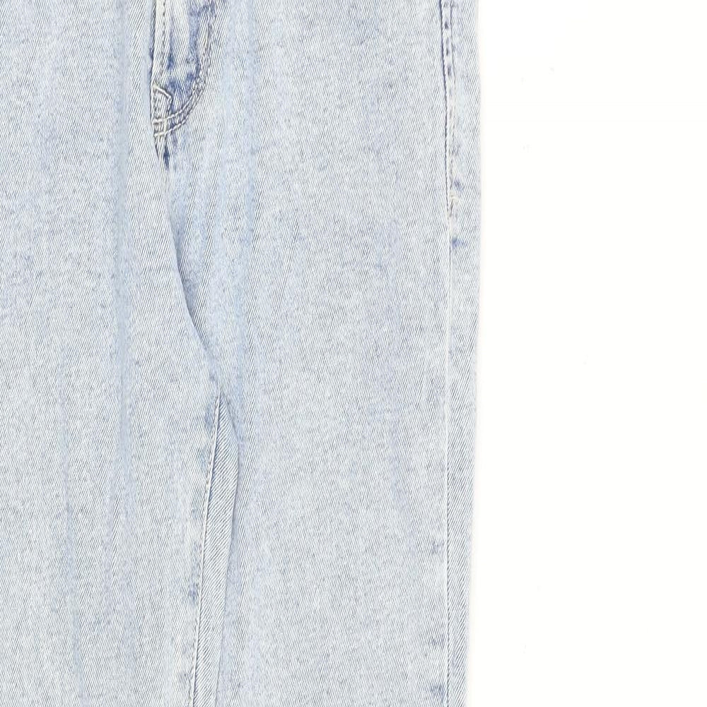 Stradivarius Womens Blue Cotton Tapered Jeans Size 8 L28 in Regular Zip