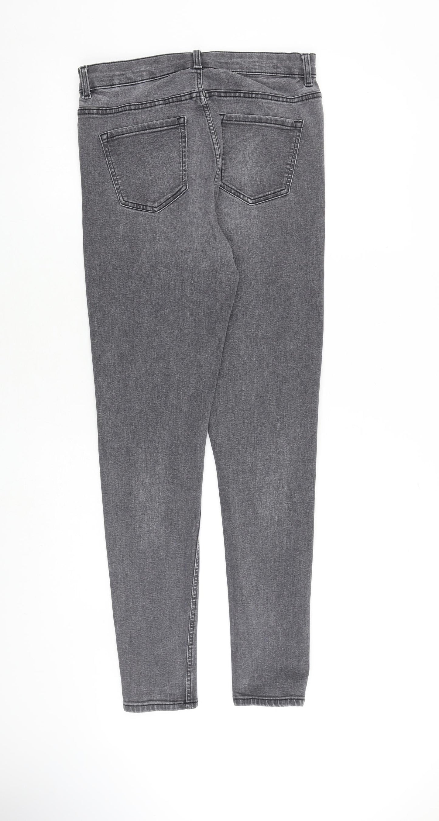 Marks and Spencer Womens Grey Cotton Skinny Jeans Size 10 L30 in Slim Zip