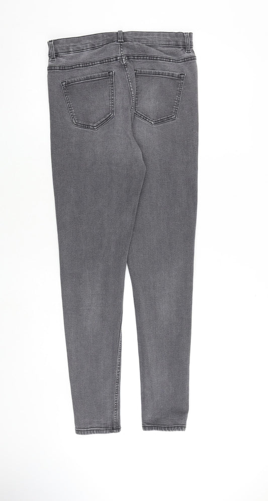 Marks and Spencer Womens Grey Cotton Skinny Jeans Size 10 L30 in Slim Zip