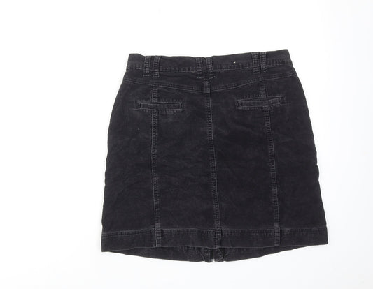 Zavanna Womens Black Cotton A-Line Skirt Size 10 Zip