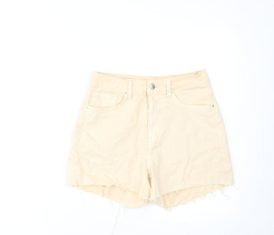 H&M Womens Beige Cotton Cut-Off Shorts Size 8 L3 in Regular Zip
