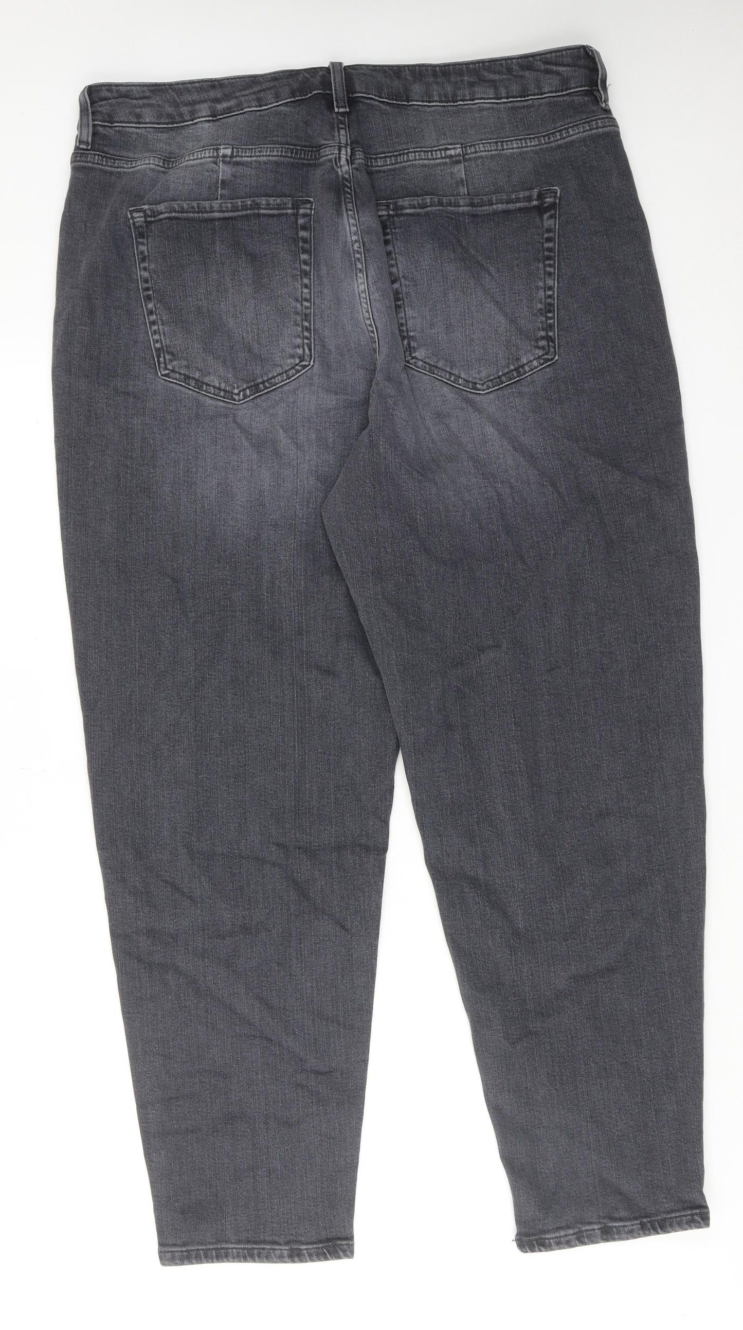 Marks and Spencer Womens Grey Cotton Tapered Jeans Size 8 L29 in Regular Zip
