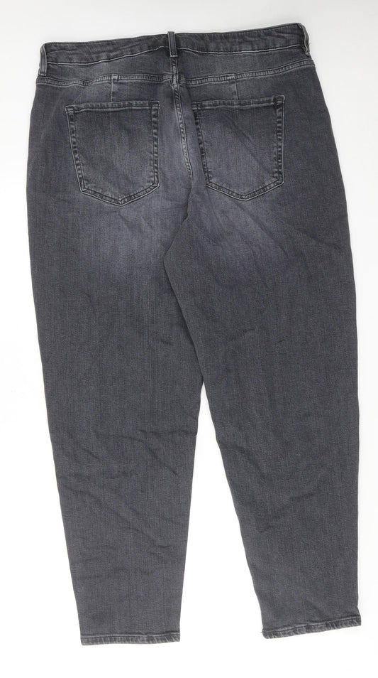 Marks and Spencer Womens Grey Cotton Tapered Jeans Size 8 L29 in Regular Zip