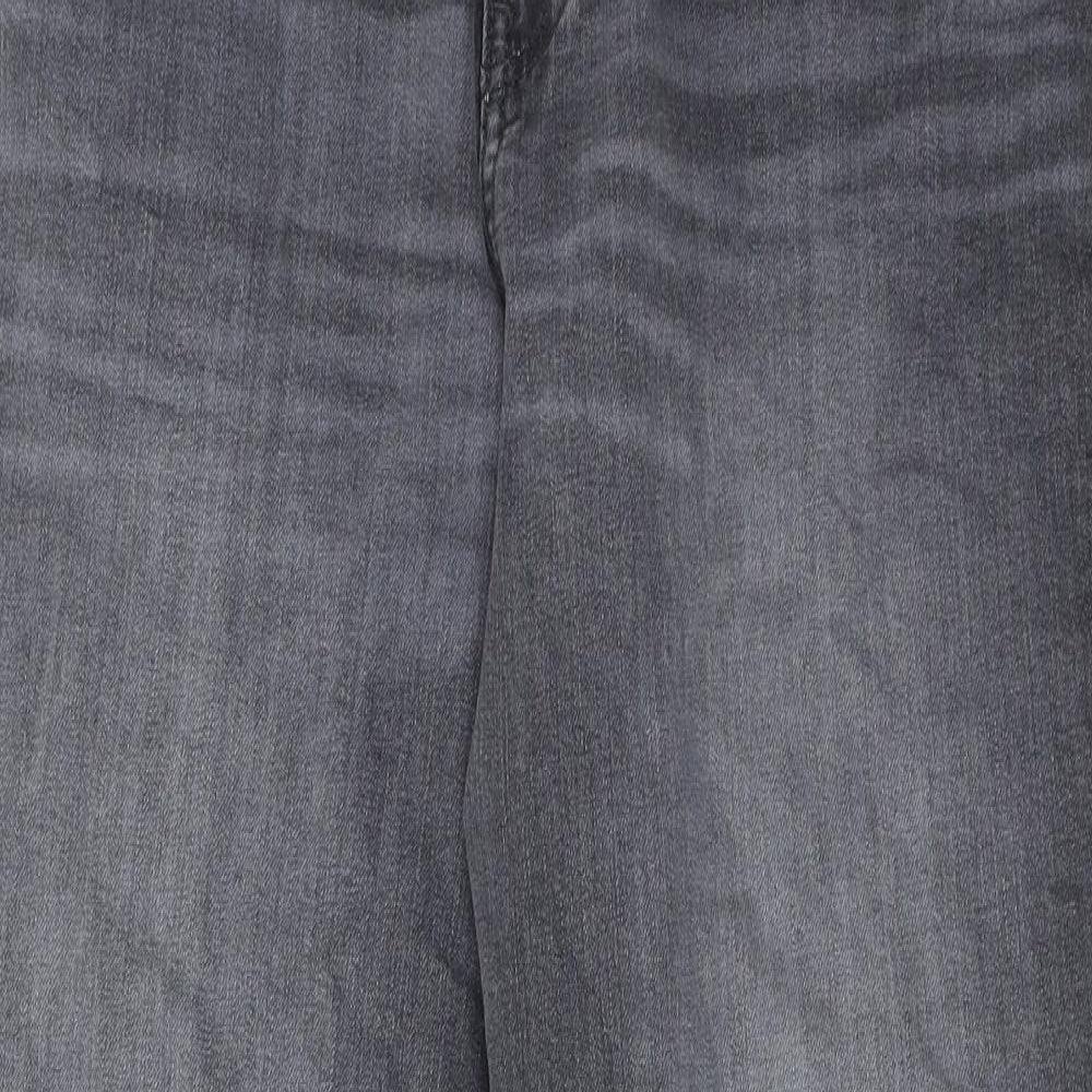 Marks and Spencer Womens Grey Cotton Tapered Jeans Size 8 L29 in Regular Zip