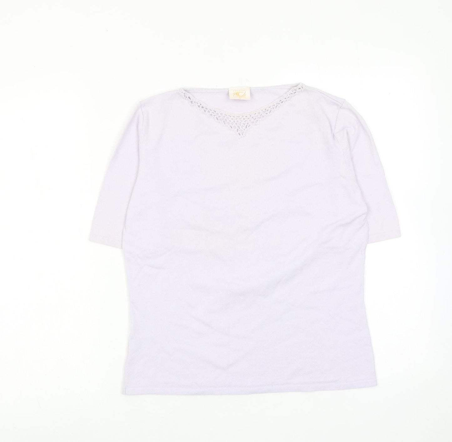Country Casuals Womens Purple Viscose Basic Blouse Size M Round Neck
