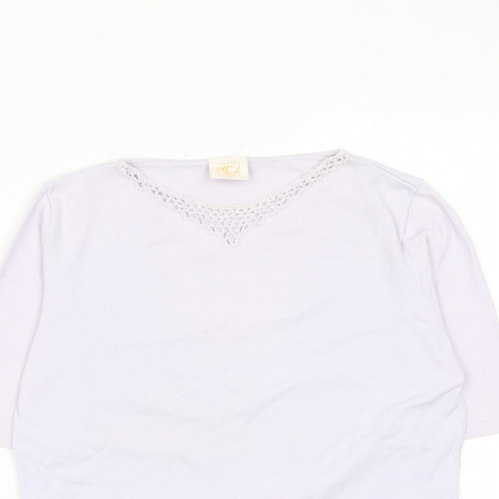 Country Casuals Womens Purple Viscose Basic Blouse Size M Round Neck