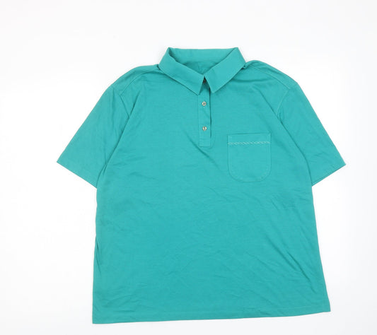St. Michael Womens Green Polyester Basic Polo Size 18 Collared