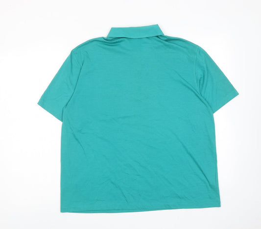 St. Michael Womens Green Polyester Basic Polo Size 18 Collared