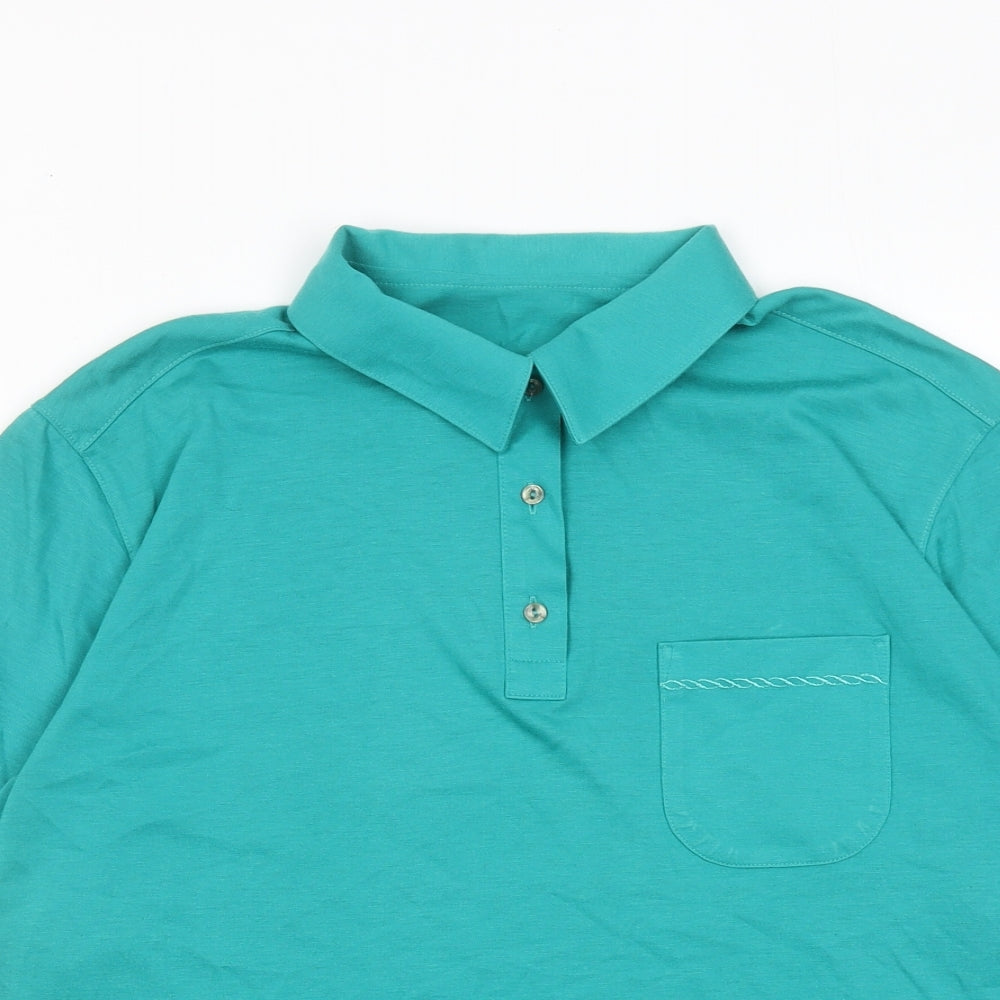 St. Michael Womens Green Polyester Basic Polo Size 18 Collared