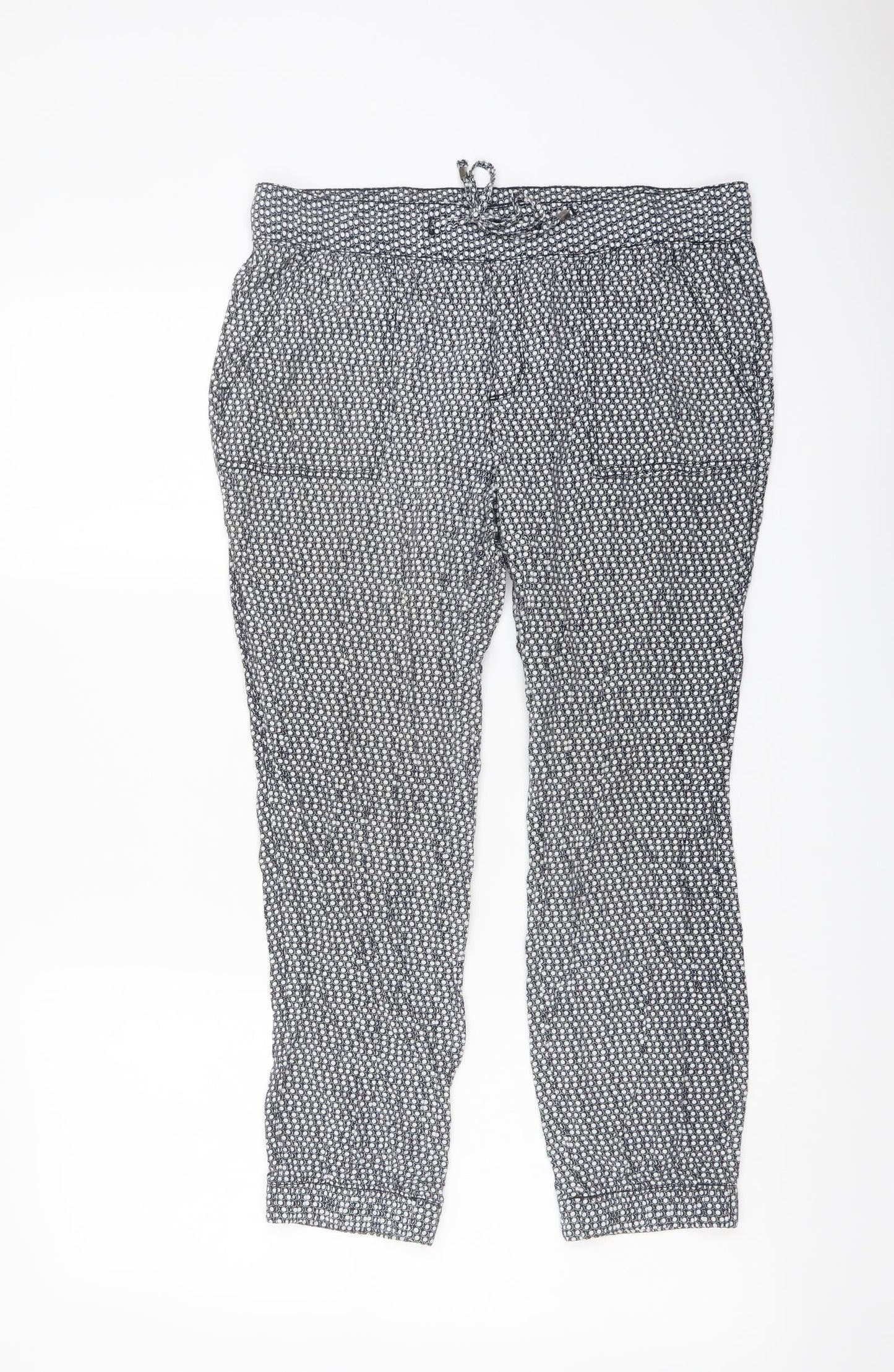 Gap Womens Blue Geometric Viscose Trousers Size S L23 in Regular Drawstring