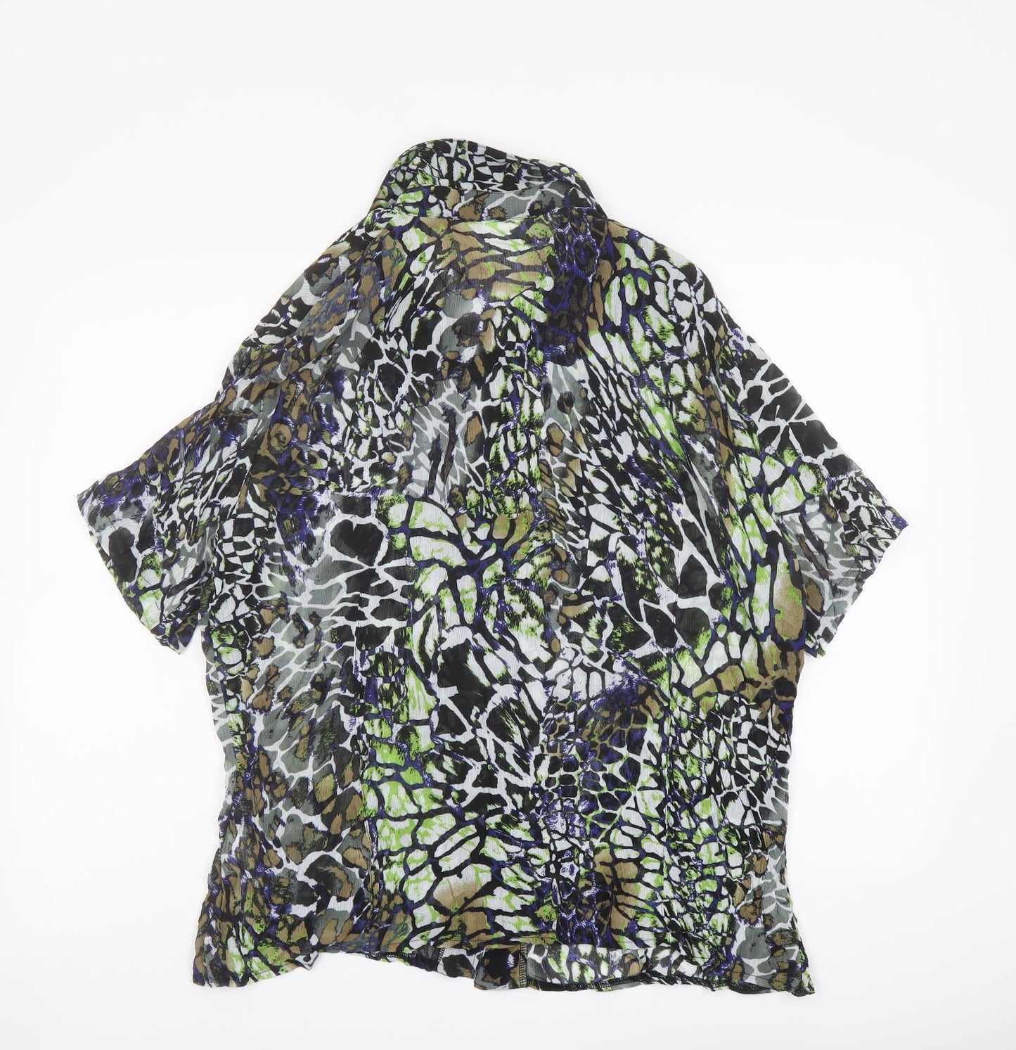 Classic Womens Multicoloured Animal Print Polyester Basic Button-Up Size 20 Collared