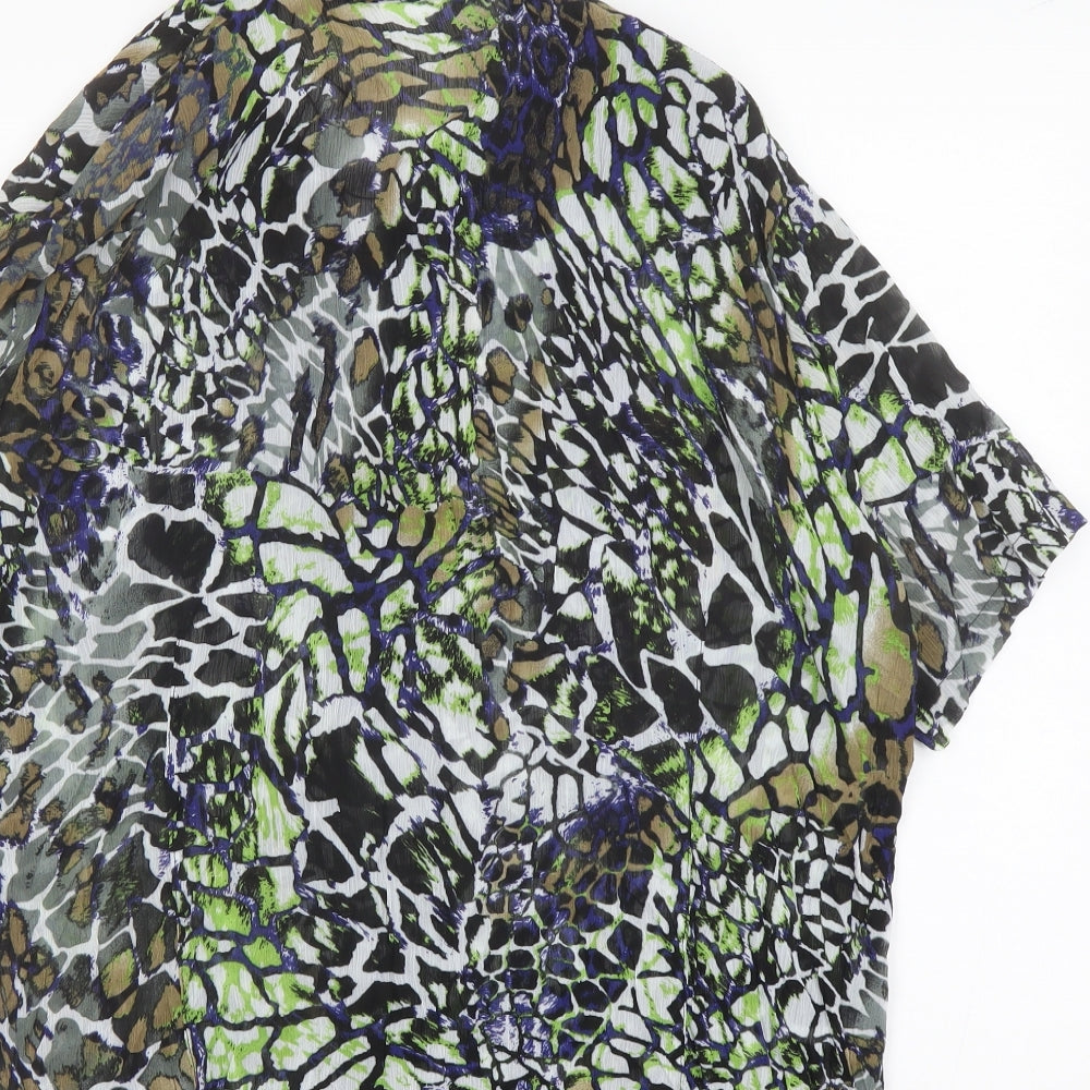 Classic Womens Multicoloured Animal Print Polyester Basic Button-Up Size 20 Collared