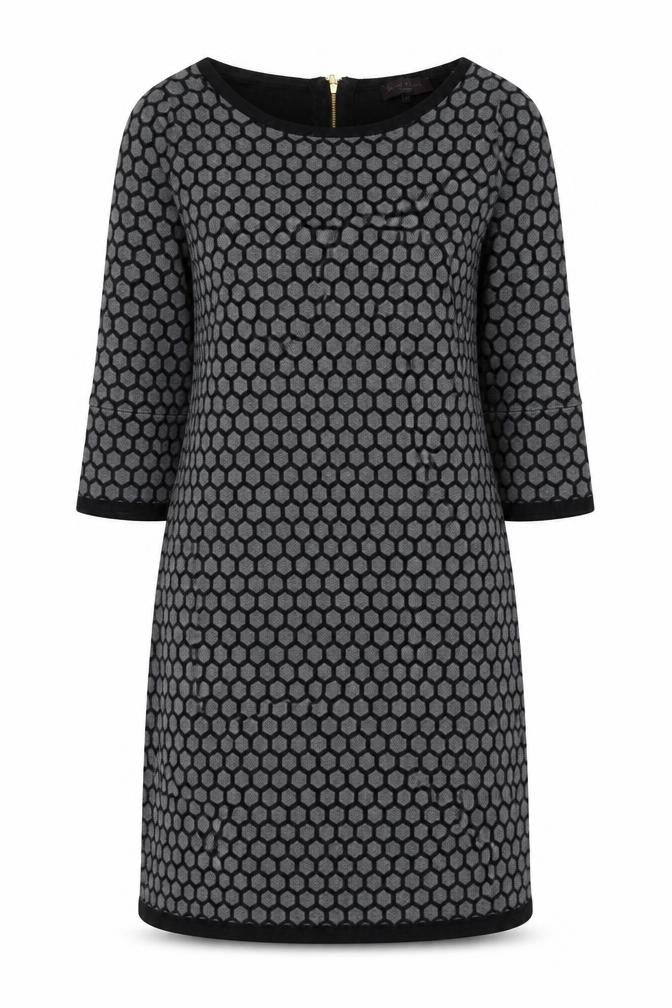 Great Plains Womens Grey Geometric Cotton Jumper Dress Size M Round Neck Zip