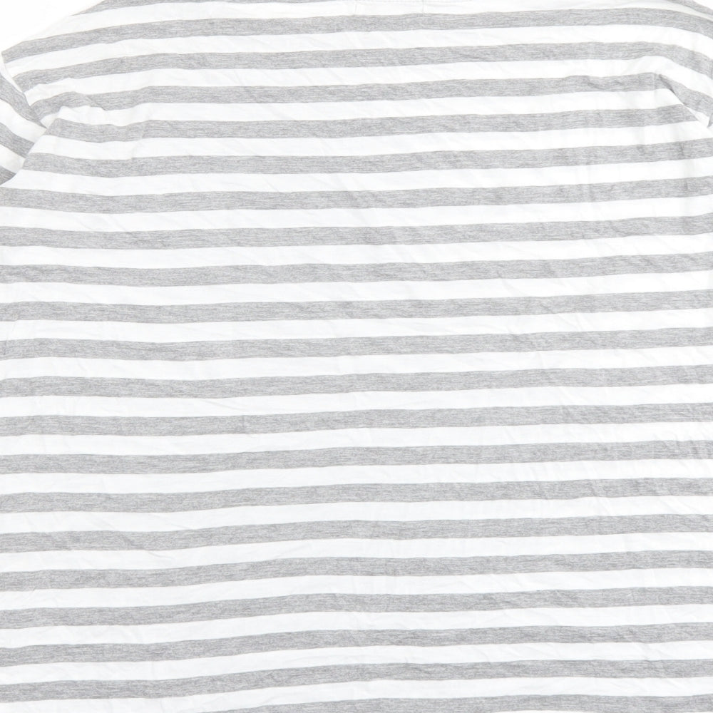 Gap Womens Grey Striped Polyester Basic T-Shirt Size XS Boat Neck