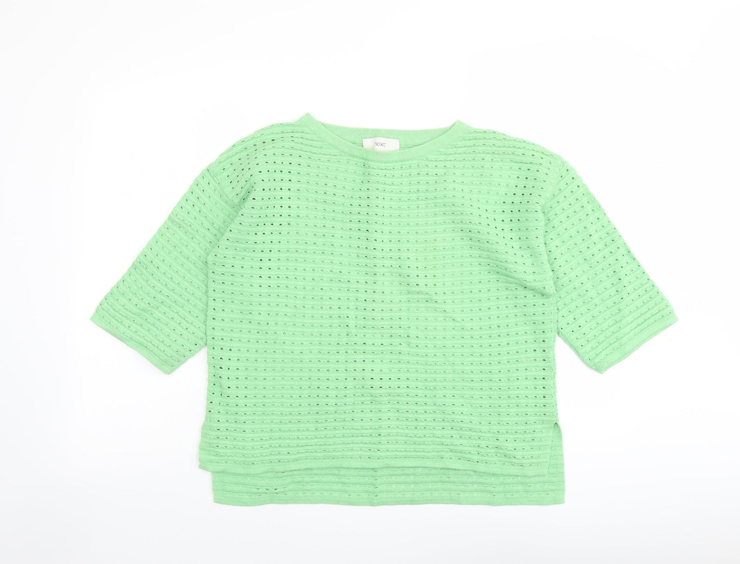 NEXT Womens Green Round Neck Cotton Pullover Jumper Size 10