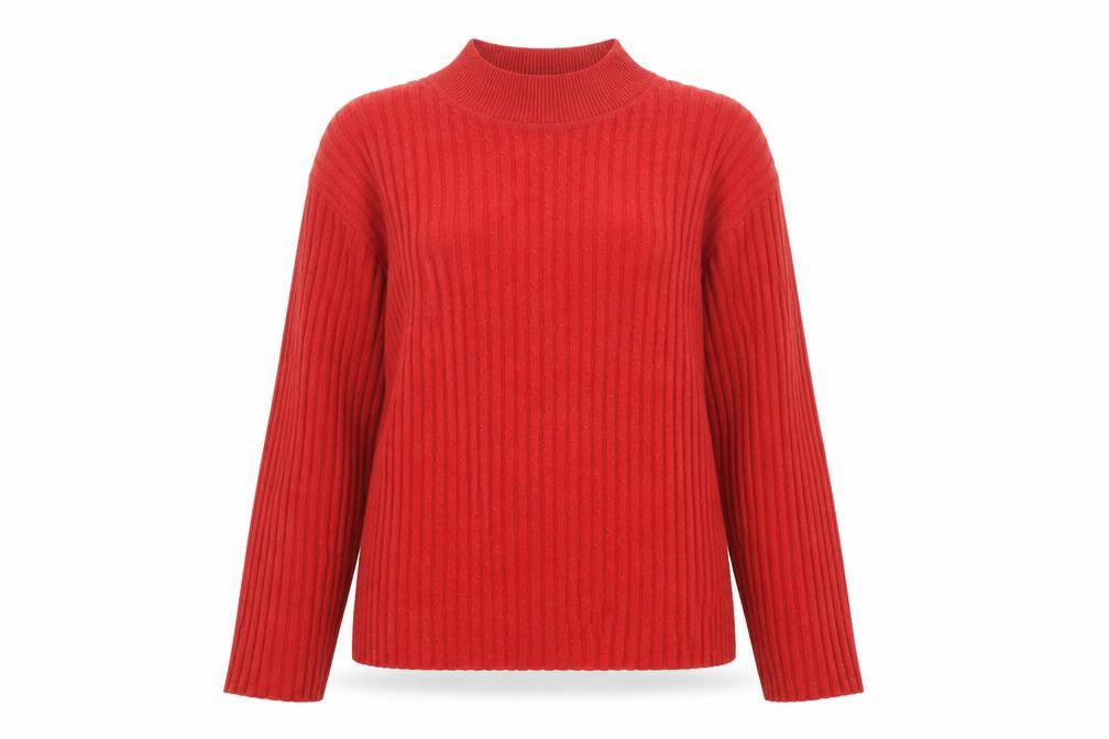 Emerco Womens Red High Neck Acrylic Pullover Jumper Size 8