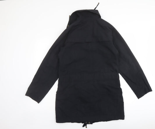 Monsoon Womens Black Overcoat Coat Size 12 Zip
