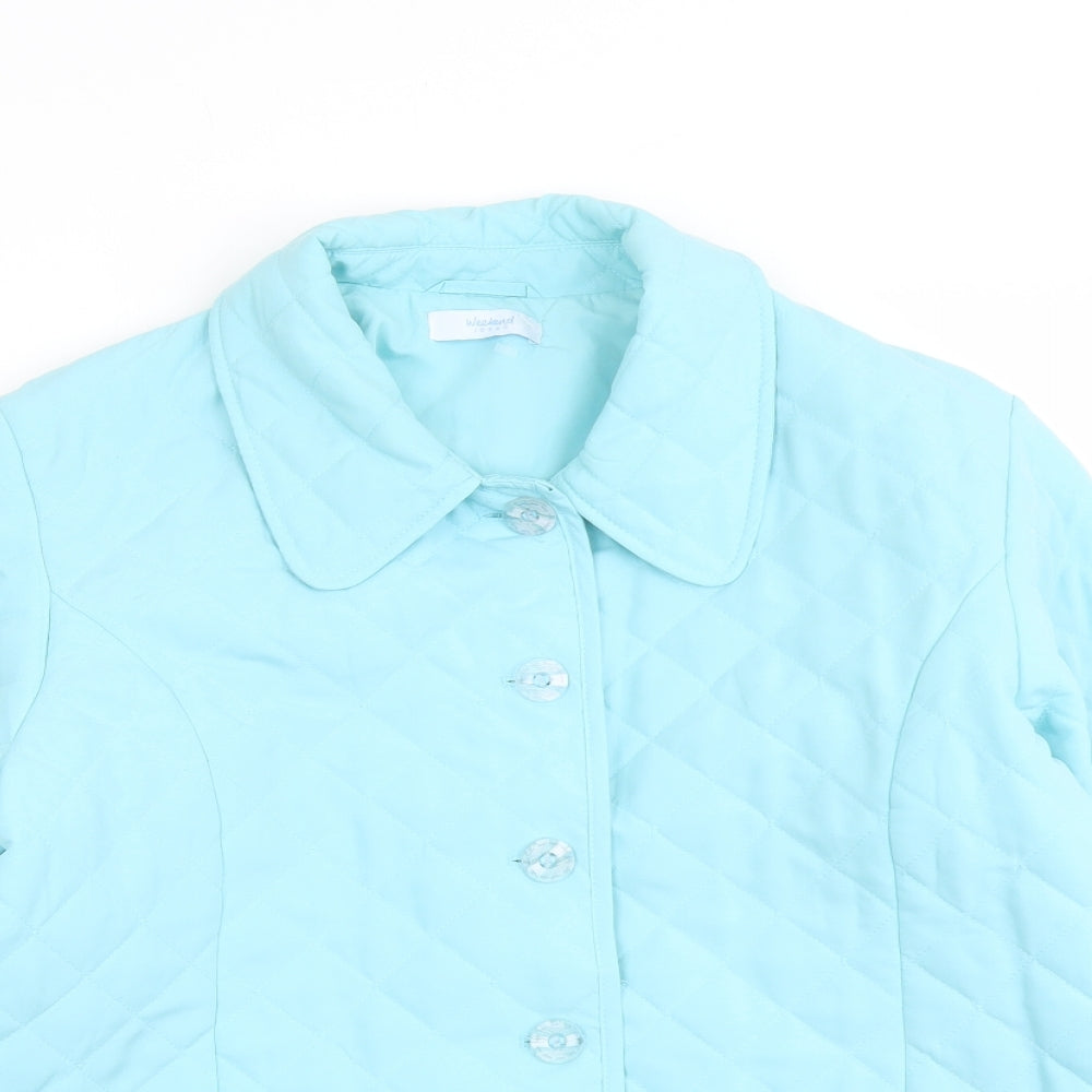 Weekend Ideas Womens Blue Quilted Jacket Size 16 Button
