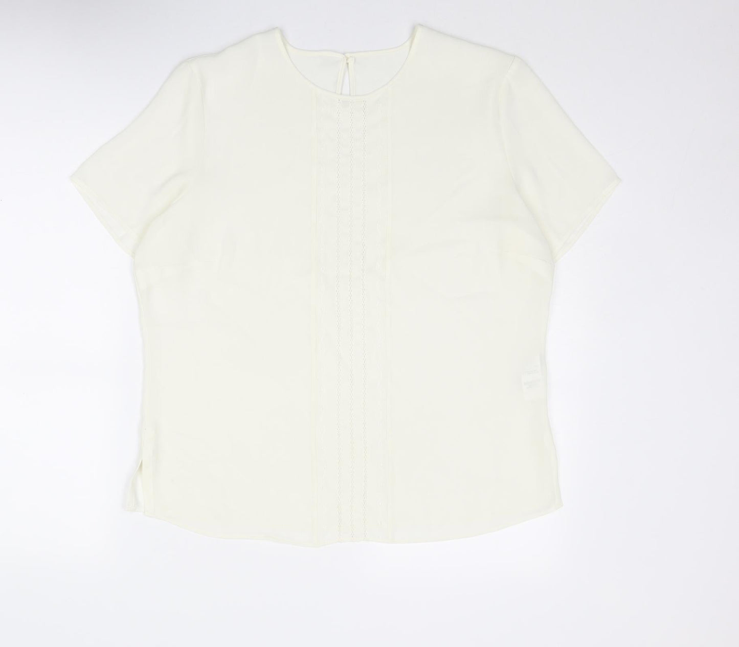 St Michael Womens Ivory Polyester Basic Blouse Size 16 Round Neck